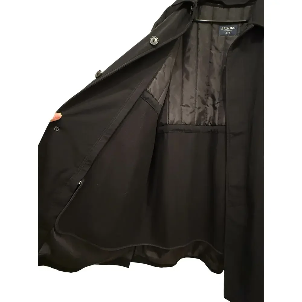 Brooks Brothers 346 Men's XL Black Car Coat Wool Blend Lined Hidden Button Coat